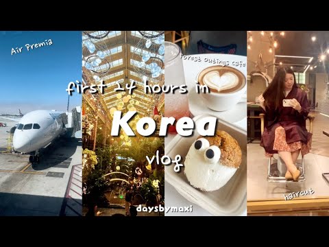 Air Premia LAX to Seoul Review ✈️, first 24 hours in Korea, Forest Outings Cafe 🍃 | Korea VLOG