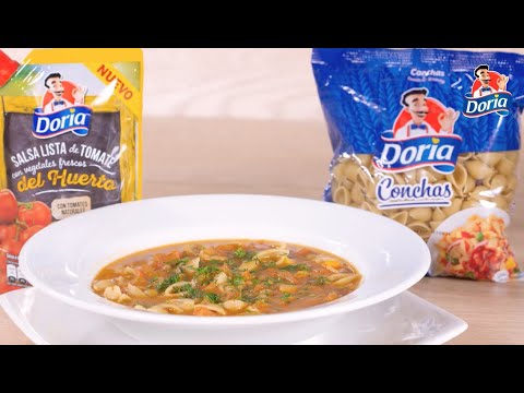 Sopa Minestrone con Conchas Doria