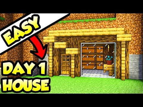 Minecraft Easy 5-Minute Day 1 House Base Tutorial (How to Build)