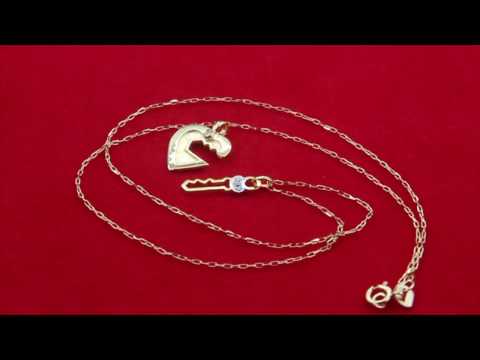 TELEIOS LUXE 18K GOLD 0.04CT DIAMONDS KEY & HEART ENGRAVED NECKLACE - TL0000066