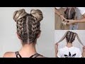 Space Buns Double Bun Upside Down Dutch Braid Into Messy Buns DIY Tutorial