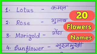 20 flowers name in hindi and english  flowers name