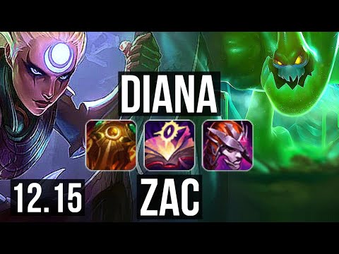DIANA vs ZAC (JNG) | 10/1/9, 600+ games, Legendary | EUW Master | 12.15
