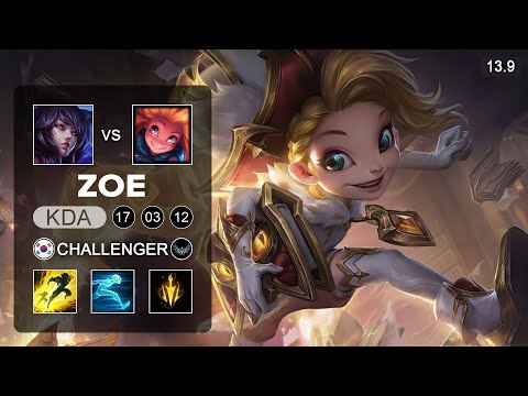 Zoe vs Ahri Mid - KR Challenger - Patch 13.9 Season 13