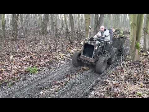 Homemade tractor in the forest