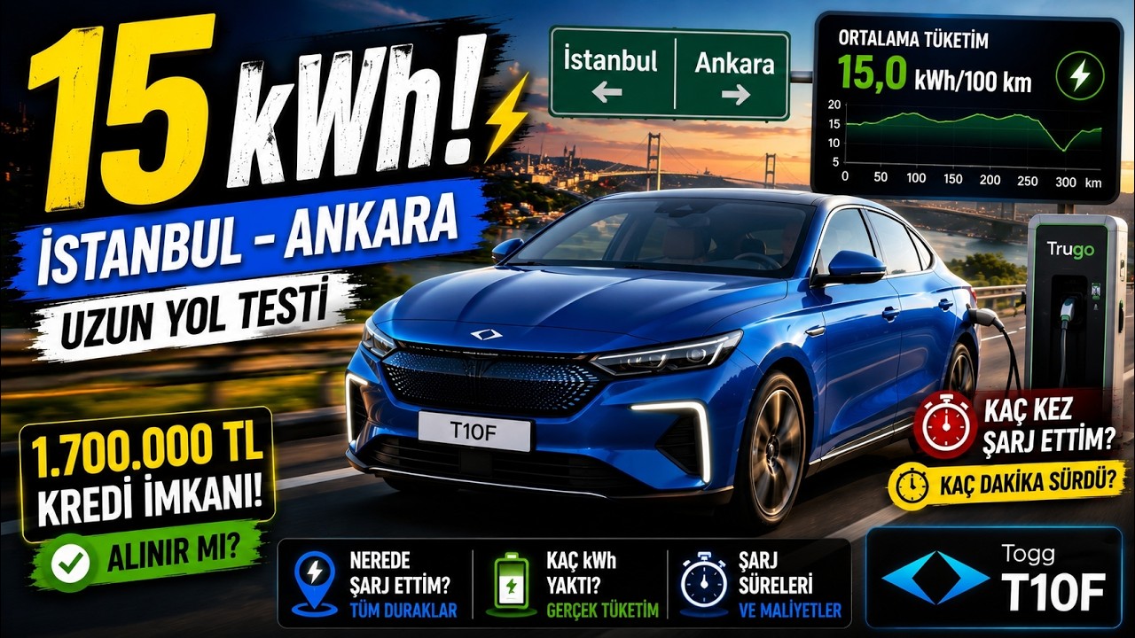 Togg T10F Uzun Yolda Şaşırttı! 15 kWh/100 km Mümkün mü?