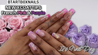 BTARTBOX XCOATTIPS Pink & Purple French Tip Nails + Nail Prep LongLasting Tips | Mo Makeup Mo Beauty