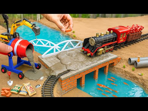 Experiment Build a Small Bridge - DIY Mini Concrete Bridge Building Science Project Using Bricks