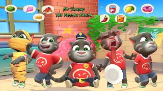 My Talking Tom Friends - Eating by EMOJI 😺😻🍉🌶️🍋🧀🍝🥫🥯🍷