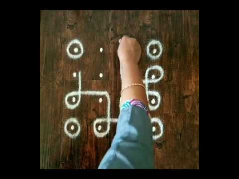 4 × 4 dots simple neli kolam / sikku kolam  / apartment rangoli