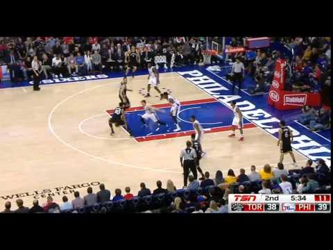 DeMar DeRozan sweet step back jumper on Nik Stauskas  - Raptors vs 76ers -  2016