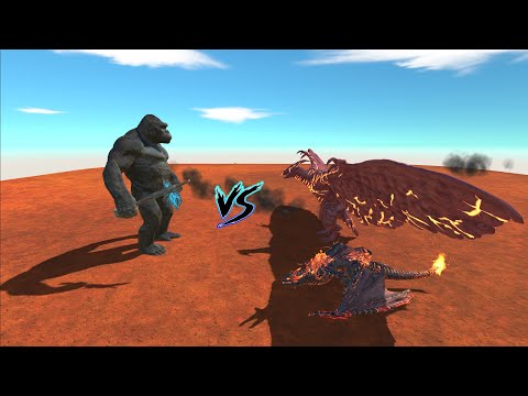 KING KONG VS RADON AND FIRE LAVA DRAGON - Animal Revolt Battle Simulator