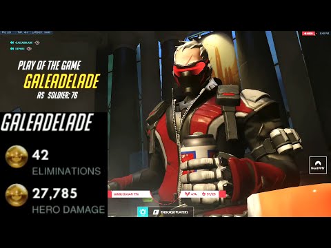 Gale Insane Soldier 76 - POTG! 42 elims! [ Overwatch Season 31 Top 500 ]