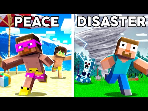 100 Players Simulate Natural Disaster Civilization in Minecraft...