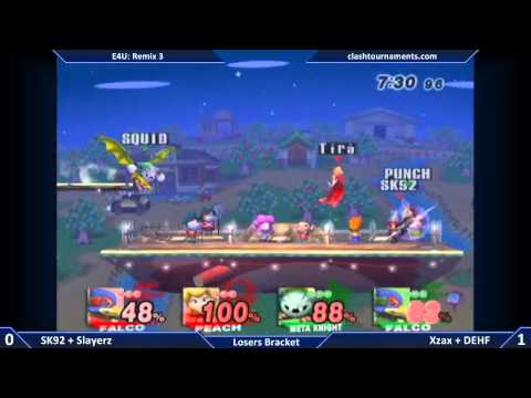 E4U Remix 3 - Xzax + DEHF vs SK92 + SlayerZ - SSBB