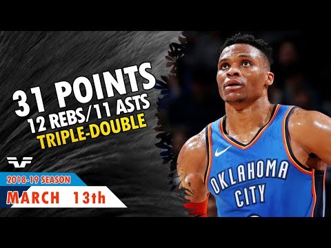 Russell Westbrook Triple-Double - 2019.03.13 - Thunder vs Nets - 31 Pts, 12 Rebs, 11 Asts