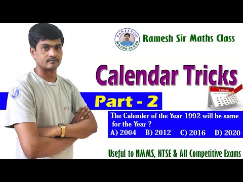 Calendar problem tricks - part-2 -reasoning tricks - క్యాలండర్ సమస్యలు