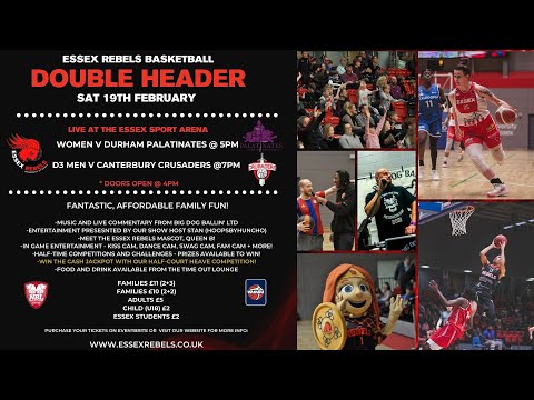 Essex Rebels Double Header - Women v Durham Palatinates, D3 Men v Kent Crusaders (18.02.22)