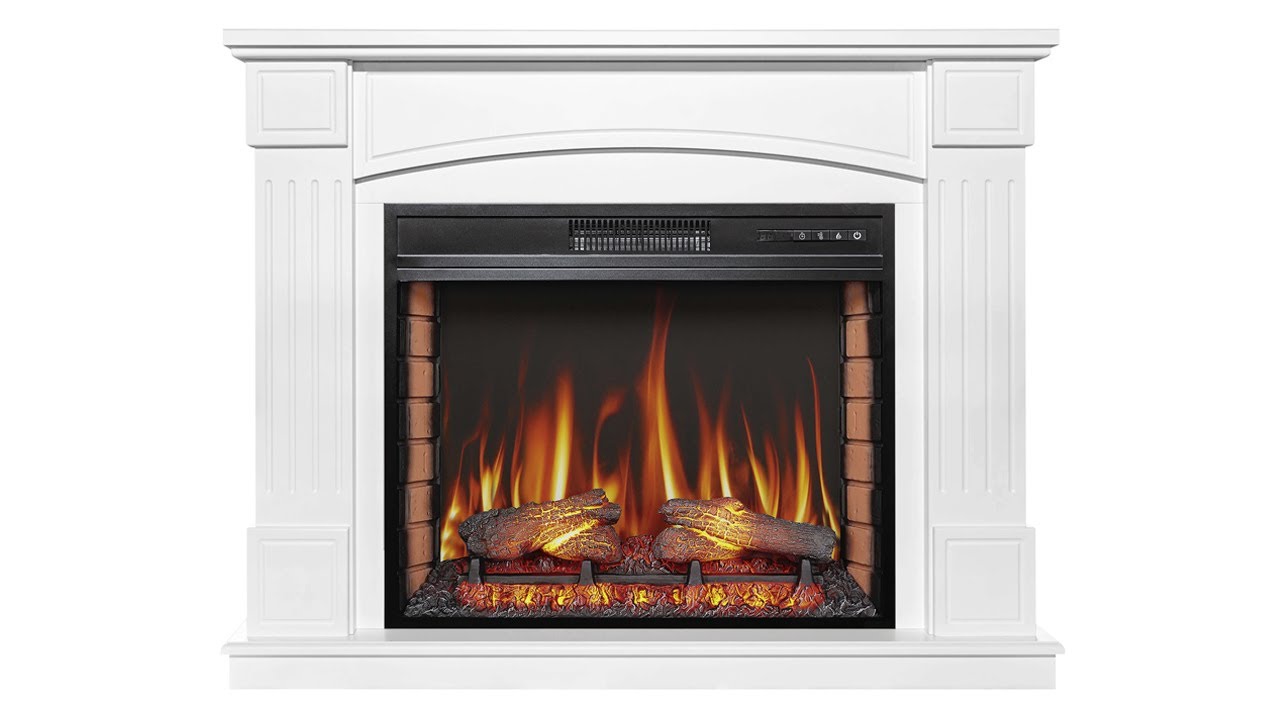 Камінокомплект ArtiFlame Boston AF28S білий з обігрівом і звуком горіння вогню