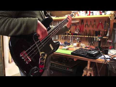 Roland GK-3B Divided MIDI Pickup installed on a Jazz bass - Jack's Instrument Services