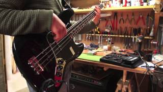Roland GK-3B Divided MIDI Pickup installed on a Jazz bass - Jack's Instrument Services