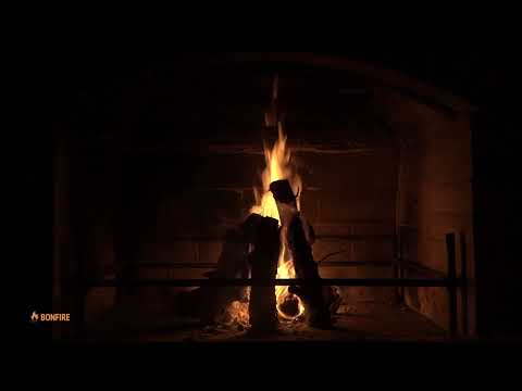 Night Fire in the Dark Background Video 🔥6 Hours Burning Fireplace Sounds & Black Screen for Sleep