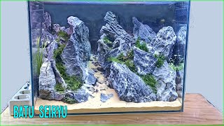 Setting Tank Aquascape Tema Tebing Batu Seiryu | Urat batu seiryu tetep juara....