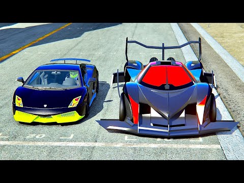 Devel Sixteen GTR-S vs Lamborghini Gallardo LP-7777 SL Quad Turbo - Drag Race