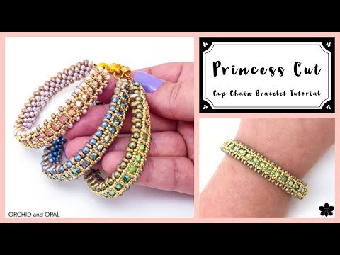 Beaded Tennis Bracelet Tutorial| Cup Chain | Princess Cut