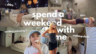 spend a weekend with me: exciting unboxing, makeup chats, running, gym + more
