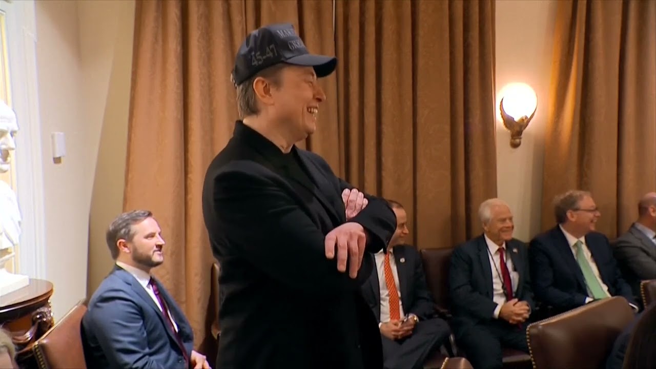 Elon Musk participates in President Donald Trump's first cabinet meeting