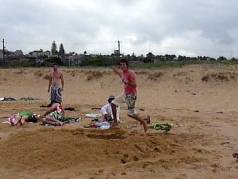 robbo jumps in a huge beach hole