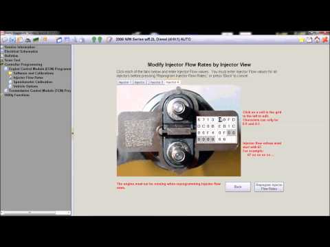 Isuzu fuel injector flow rate programming using IDSS software