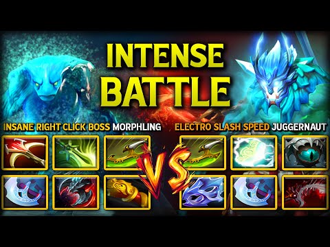 INTENSE CARRY BATTLE | INSANE RIGHT CLICK BOSS MORPHLING VS. ELECTRO SLASH SPEED JUGGERNAUT DOTA 2