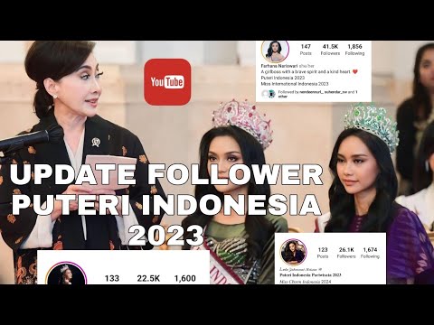 UPDATE FOLLOWER IG PUTERI INDONESIA 2023| FARHANA NARISWARI, YASINTA AURELIA, LULU ZAHARANI| TOP 3