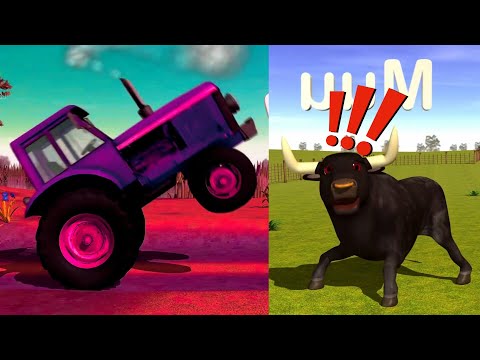 EL POLLITO PIO TRACTOR VERSUS TORO JUEGO - neón EFECTOS