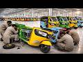Mass Production And Complete Assembling Process Of TVS Three Wheels Rickshaws In Local Workshop