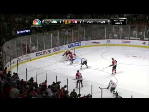 Marian Hossa wrister goal 1-1 April 30 2013 Minnesota Wild vs Chicago Blackhawks NHL Hockey
