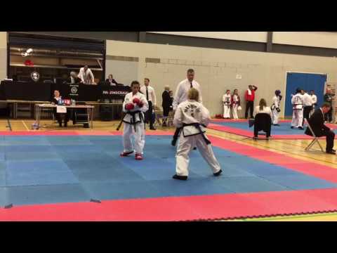 UKTC Taekwondo Ainsley-Ann Smith 2nd degree black belt Sparring Ravenscraig Nov 2016