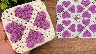 Amazing crochet heart granny square tutorial for beginners