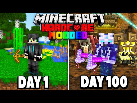 I Survived 100 Days in Hardcore Modded Minecraft.. (1000+ Mods)