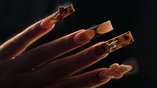 FALL/SUMMER NAILS|BROWN AURA 3D FLOWER NAILS