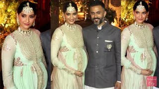 Pregnant Sonam Kapoor Flaunting Her Baby Bump at Sister Rhea Kapoor Grand wedding ceremony at juhu