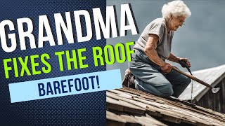 Grandma fixes barn roof barefoot! Huge tree cutting! #farmvlog