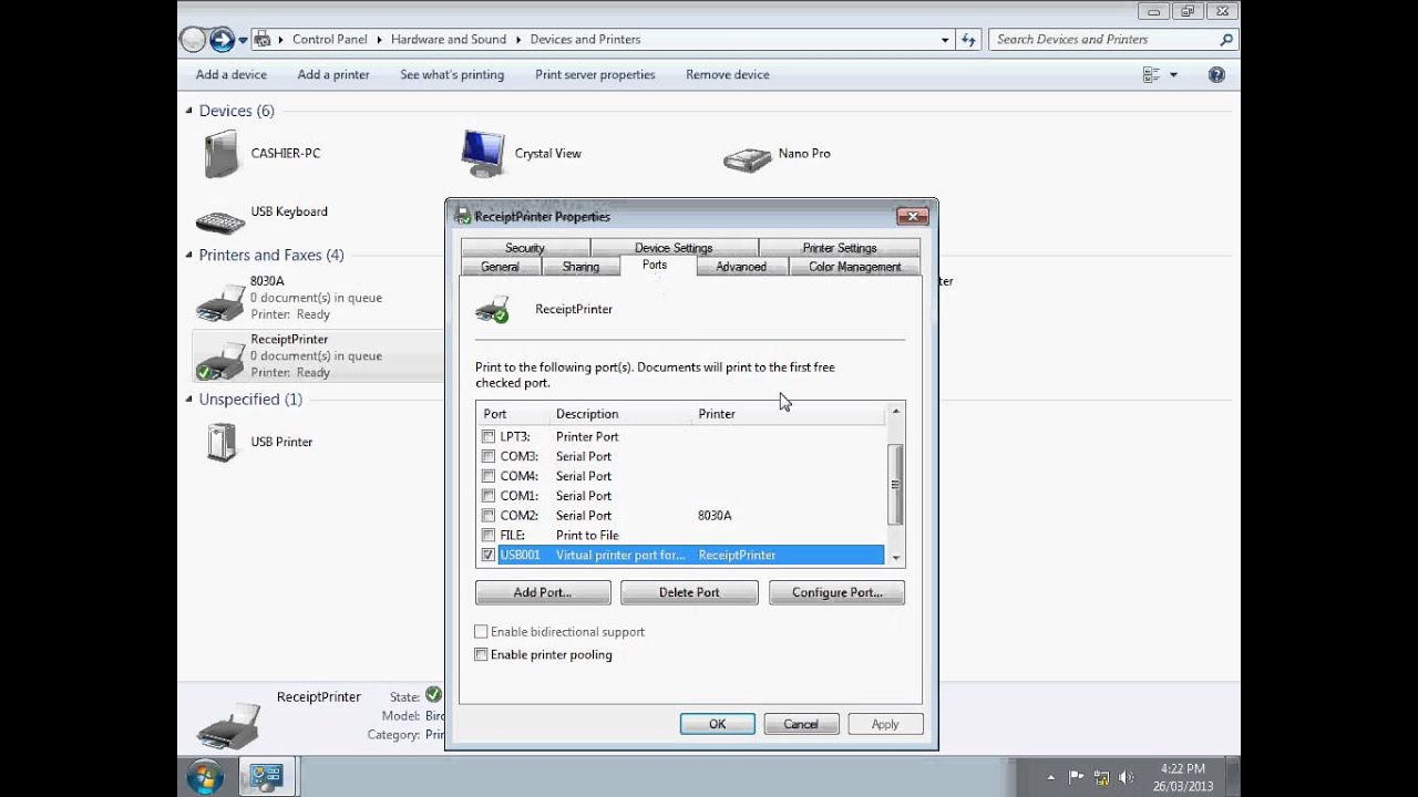 How to setup USB Printer Port)