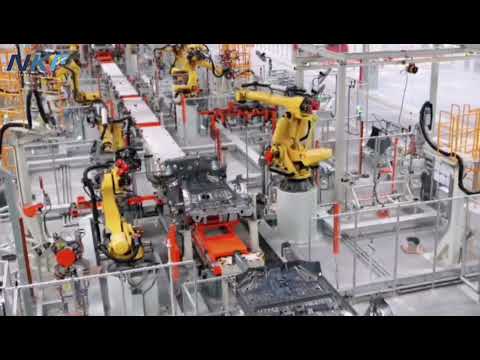 🤖FANUC robots are used for automated welding and handling of automotive parts.