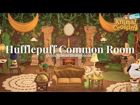 Hufflepuff Common Room 🌿 | Golden Hearth Study with Soft Jazz & Fire Crackles