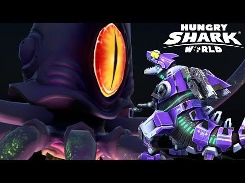 Mecha Sharkjira Battle Colossal Squid 🦑 - Hungry Shark World