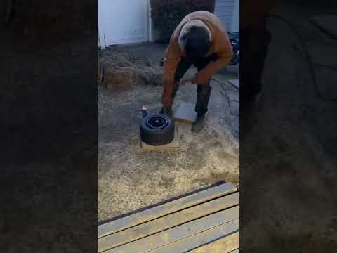Blowing up the drag bike tire #hoosier #minibikelife #donttryathome 😂