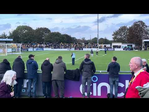 Luca Slade from The Ariston hits the crossbar at Sutton United vs Bradford 2-1
